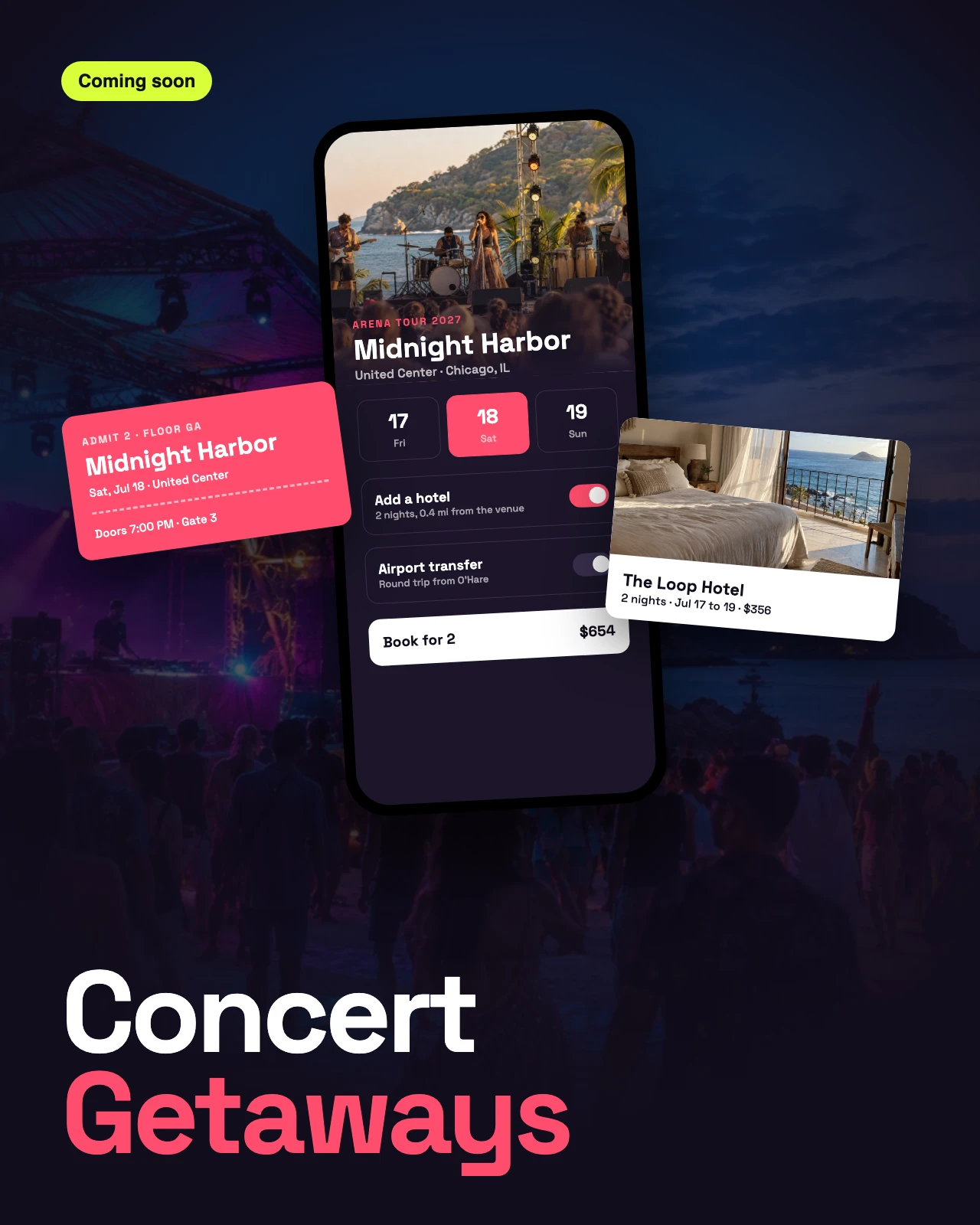 Concert Getaways — website preview